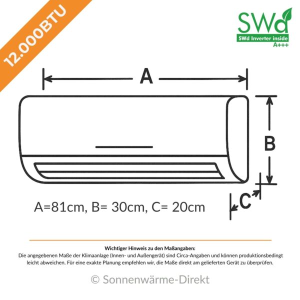 SWD Split Klimaanlage A+++ 12.000 BTU – Bild 5