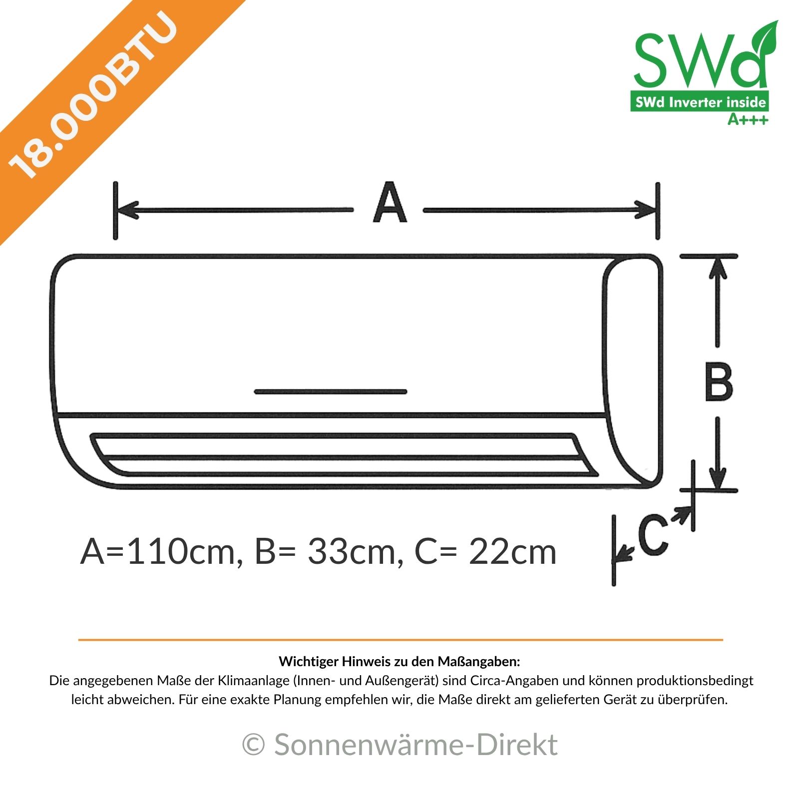 SWD Split Klimaanlage A+++ 18.000 BTU – Bild 4